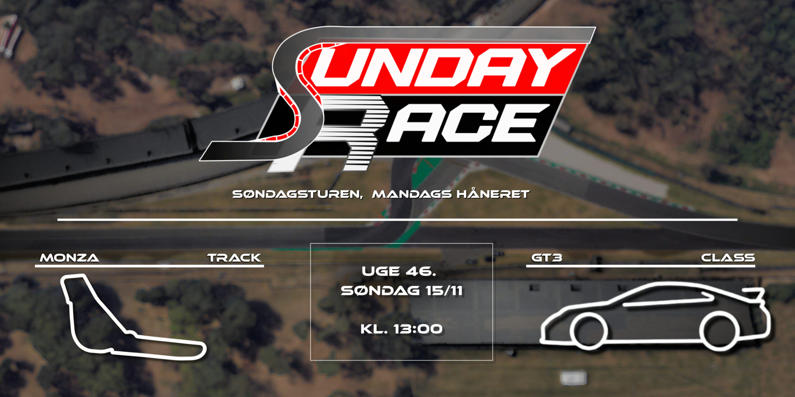 søndagsturen, mandags håneret (1) iser bil og bane for sunday race ho vr racing denmark. Denne gang er det Monza og GT3